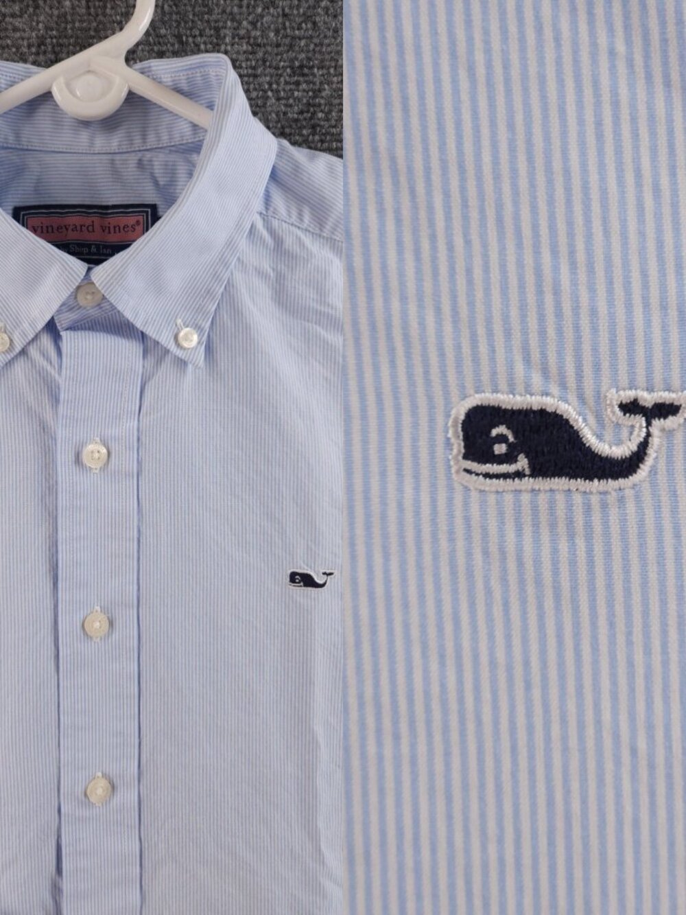 Vineyard Vines Striped Cotton Small Button-Down Blue Long Sleeve Shirt Mens